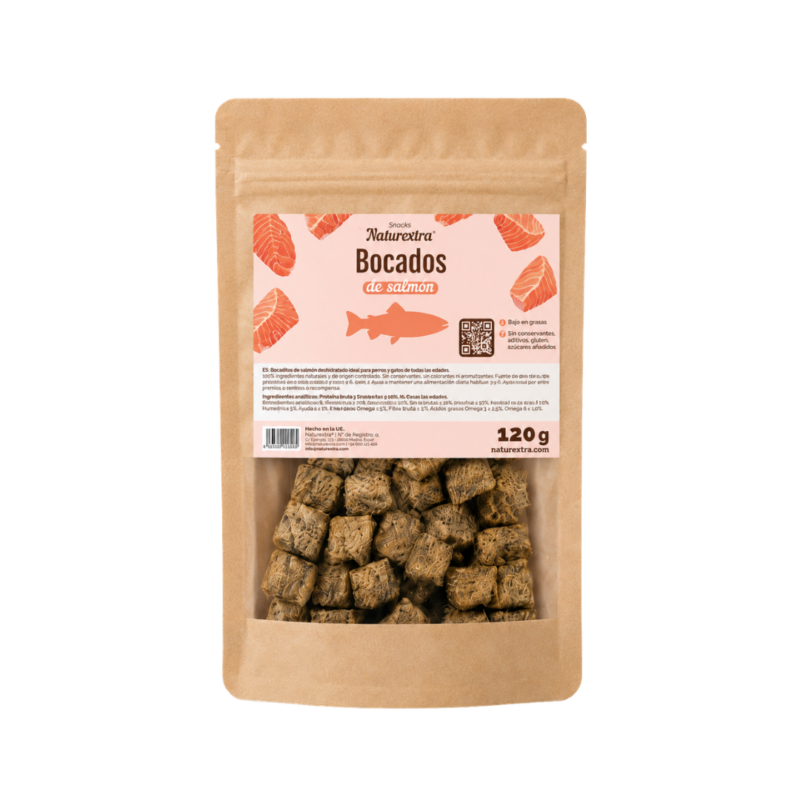 Bocados de Salmón Deshidratados para Perros y Gatos