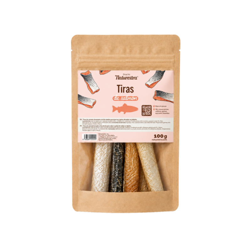 Tiras de Salmón Deshidratadas para Perros y Gatos