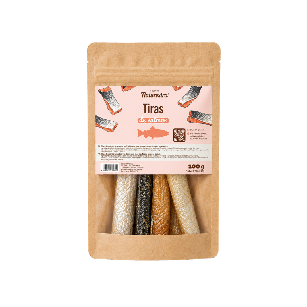 Tiras de Salmón Deshidratadas para Perros y Gatos